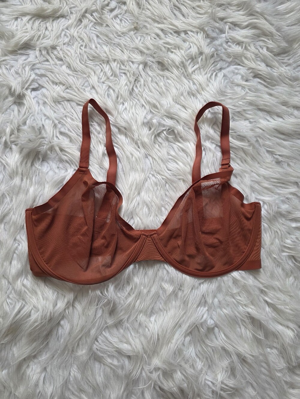 CUUP Sheer Underwire Bra in Rust Orange